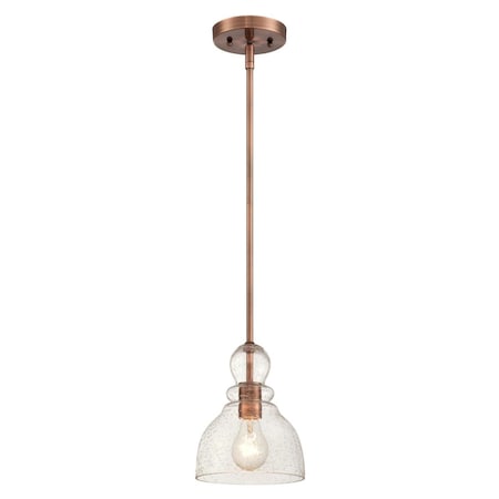 Westinghouse Pendant 60W Mini Fiona Washed Copper Clear Seeded Glass 6356400